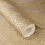 Wallpaper Soft Spelt with raised golden satin waves
