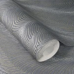 Wallpaper Misty Pebble with gold feather pattern on slate grey