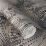 Wallpaper Soft Rain with copper fan pattern on charcoal grey