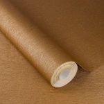 Wallpaper Misty Fawn in plain caramel ochre linen texture