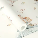Wallpaper Crystal, pastel tipis and woodland animals on white
