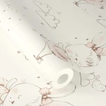Wallpaper Sea Foam, ballerina rabbits and clouds on white