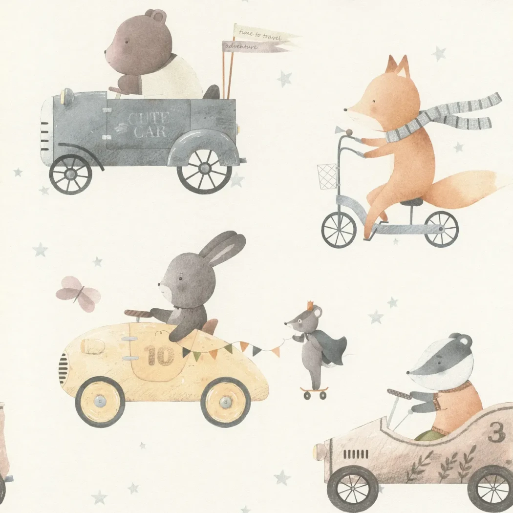 Wallpaper Soft Gravel, animals driving racing cars among stars