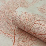 Wallpaper Apricot with terracotta dotted leaves on beige