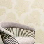Wallpaper Pale Millet, gold dotted leaf silhouettes on cream