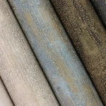 Wallpaper Soft Verbena, woven-look gold and blue-grey speckled finish