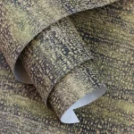 Wallpaper Ash Amber, woven ochre and charcoal texture