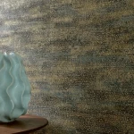 Wallpaper Ash Cloud, charcoal woven texture with bronze highlights