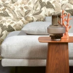 Wallpaper Soft Sienna, ochre and brown leaves on cream
