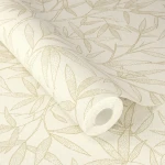 Wallpaper Pale Oat, beige bamboo leaves on cream ground