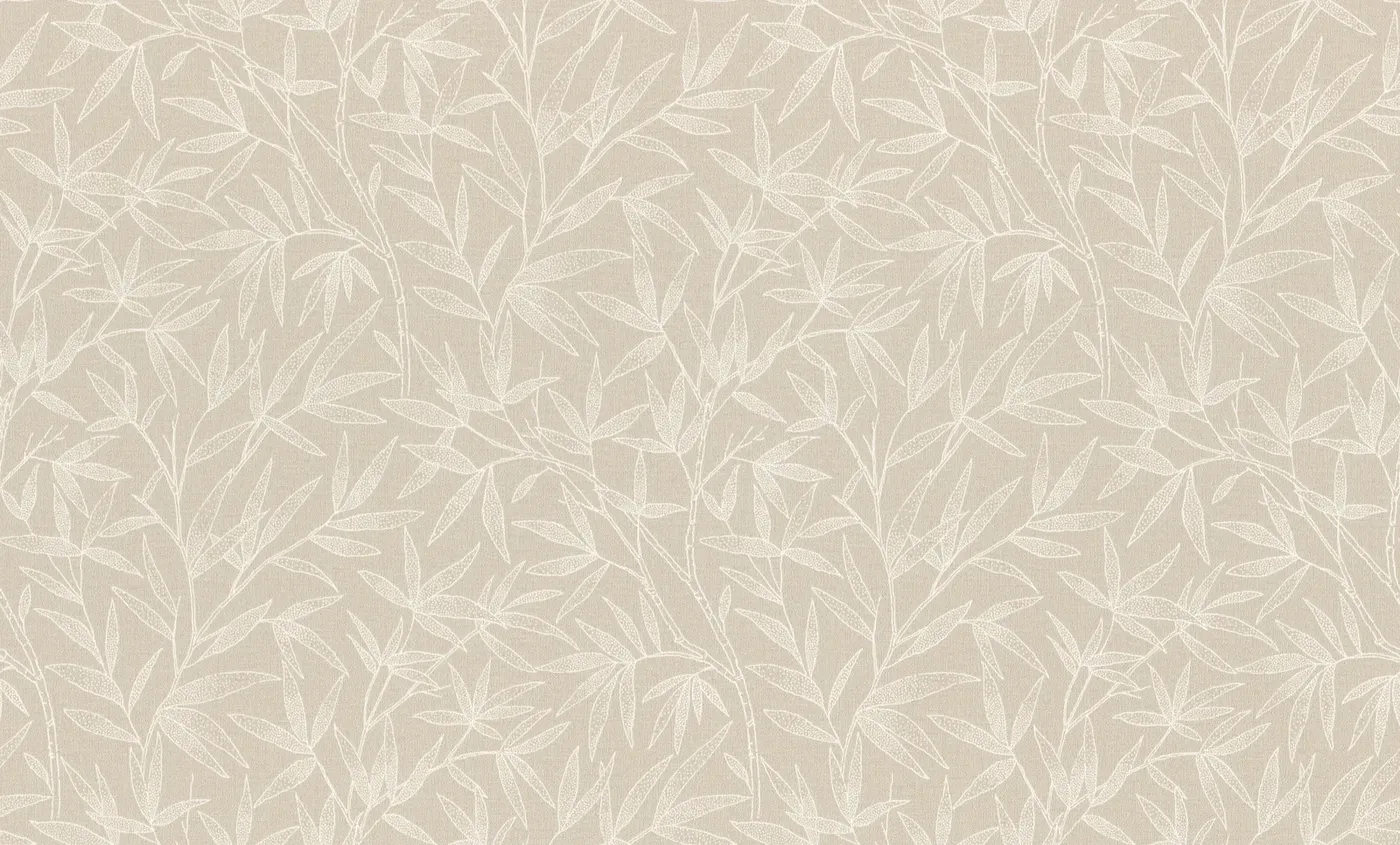 Wallpaper Frosted Wheat, pale branches and leaves on taupe