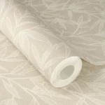 Wallpaper Frosted Wheat, pale branches and leaves on taupe