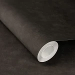 Wallpaper Dark Pearl, plain charcoal grey with canvas texture