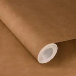 Wallpaper Misty Saffron, plain warm ochre with canvas texture