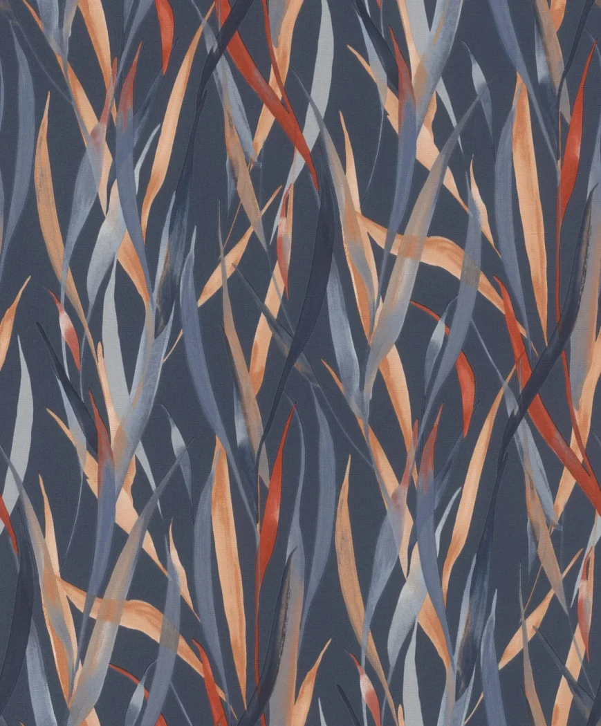 Wallpaper Glacier, blue-grey and rust leaves on midnight blue
