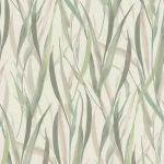 Wallpaper Cedar, green and pink tall grasses on ivory