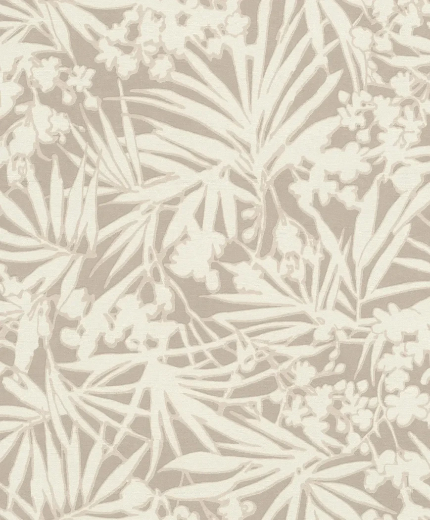 Wallpaper Light Chartreuse, ecru palm leaves on ivory