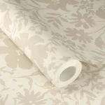 Wallpaper Frosted Starch, beige floral silhouettes on cream
