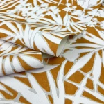 Wallpaper Soft Cashew, ivory palm leaves on warm ochre