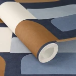 Wallpaper Misty Bronze, terracotta and blue rounded geometric blocks