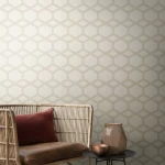 Wallpaper Soft Thatch, beige-green tone-on-tone honeycomb pattern
