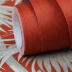 Wallpaper Crimson, plain brick red with woven canvas texture