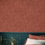 Wallpaper Scarlet, brick red banana leaves on textured ground