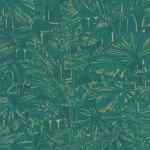 Wallpaper Deep Abyss, gold-veined tropical foliage on deep blue-green
