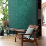 Wallpaper Deep Abyss, gold-veined tropical foliage on deep blue-green