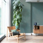 Wallpaper Ash Blue Frost, feather chevrons in blue and gold