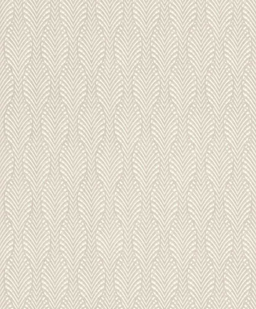 Wallpaper Frosted Oat, cream feather-like chevron arches