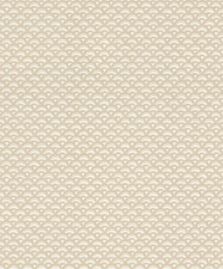 Wallpaper Frosted Sourdough, cream fan-scale pattern with pearl sheen