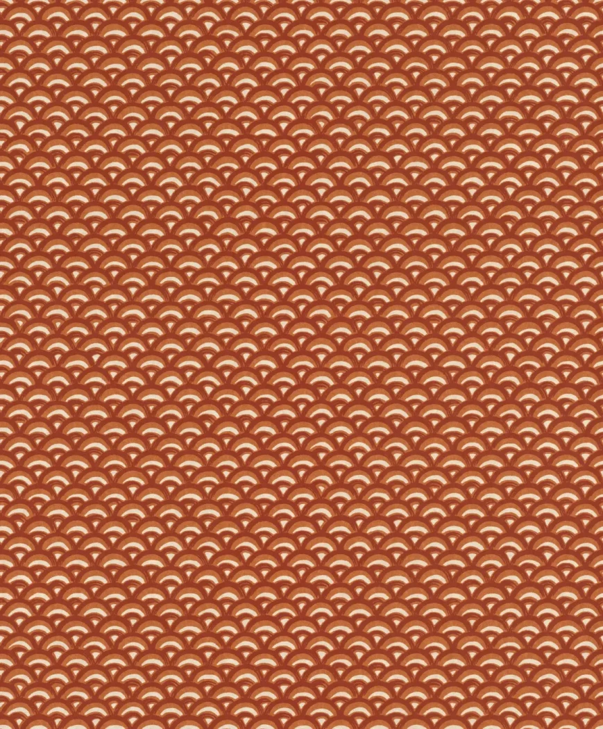 Wallpaper Fireclay, terracotta scallop pattern on cream