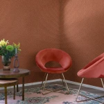 Wallpaper Fireclay, terracotta scallop pattern on cream