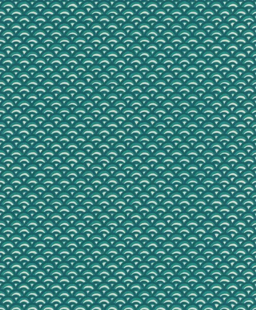 Wallpaper Deep Horizon, overlapping scale pattern on deep teal