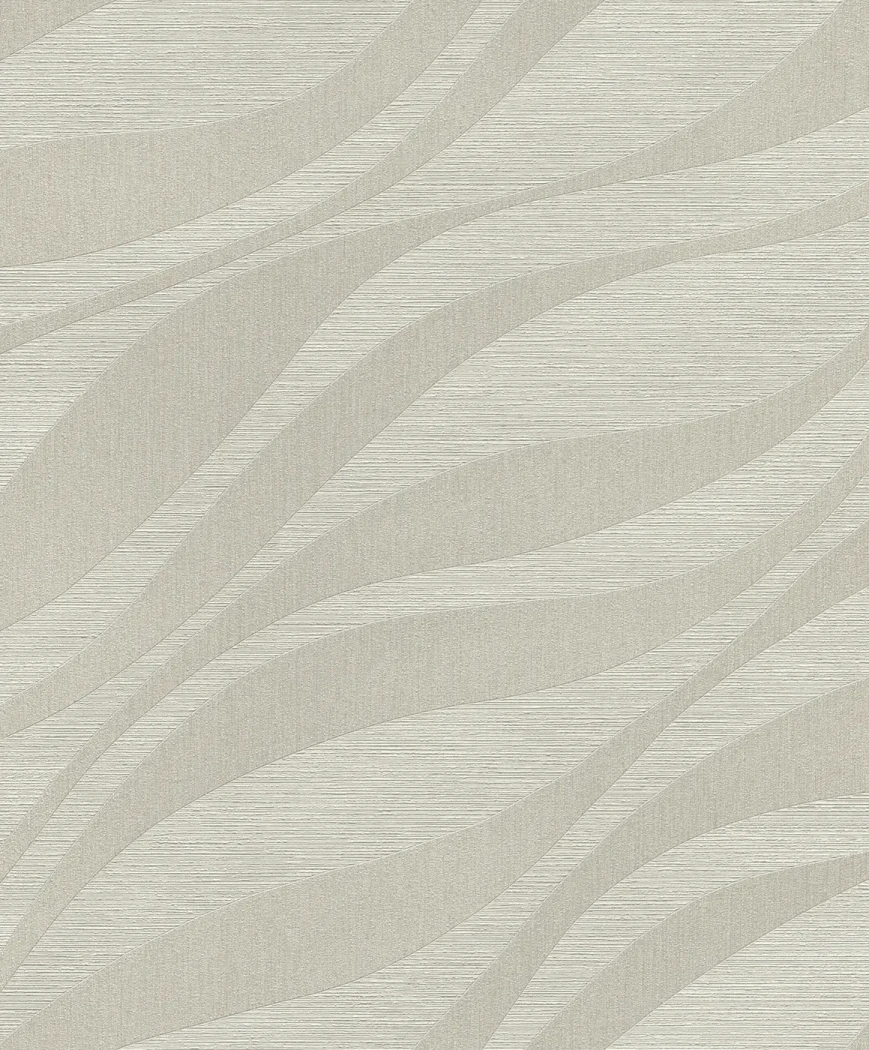 Wallpaper Frosted Rain, pearl-grey wavy ribbons with satin sheen