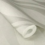Wallpaper Frosted Rain, pearl-grey wavy ribbons with satin sheen