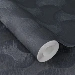 Wallpaper Deep Rock, tone-on-tone fan pattern on slate grey