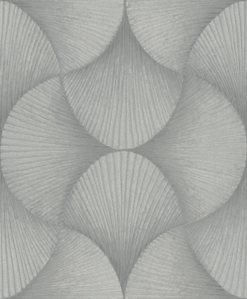 Wallpaper Veiled Zinc, pearl grey fan pattern