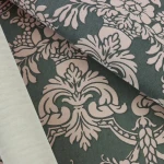 Wallpaper Misty Lead, pink medallions on anthracite grey