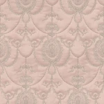 Wallpaper Adobe, powder-pink floral medallions with silver highlights