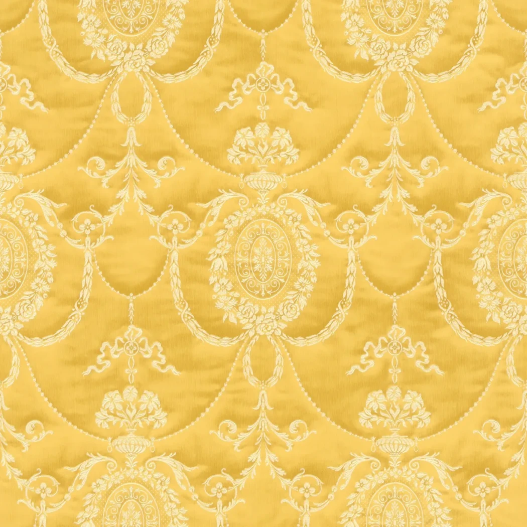 Wallpaper Soft Buckwheat, gold and ivory floral medallions