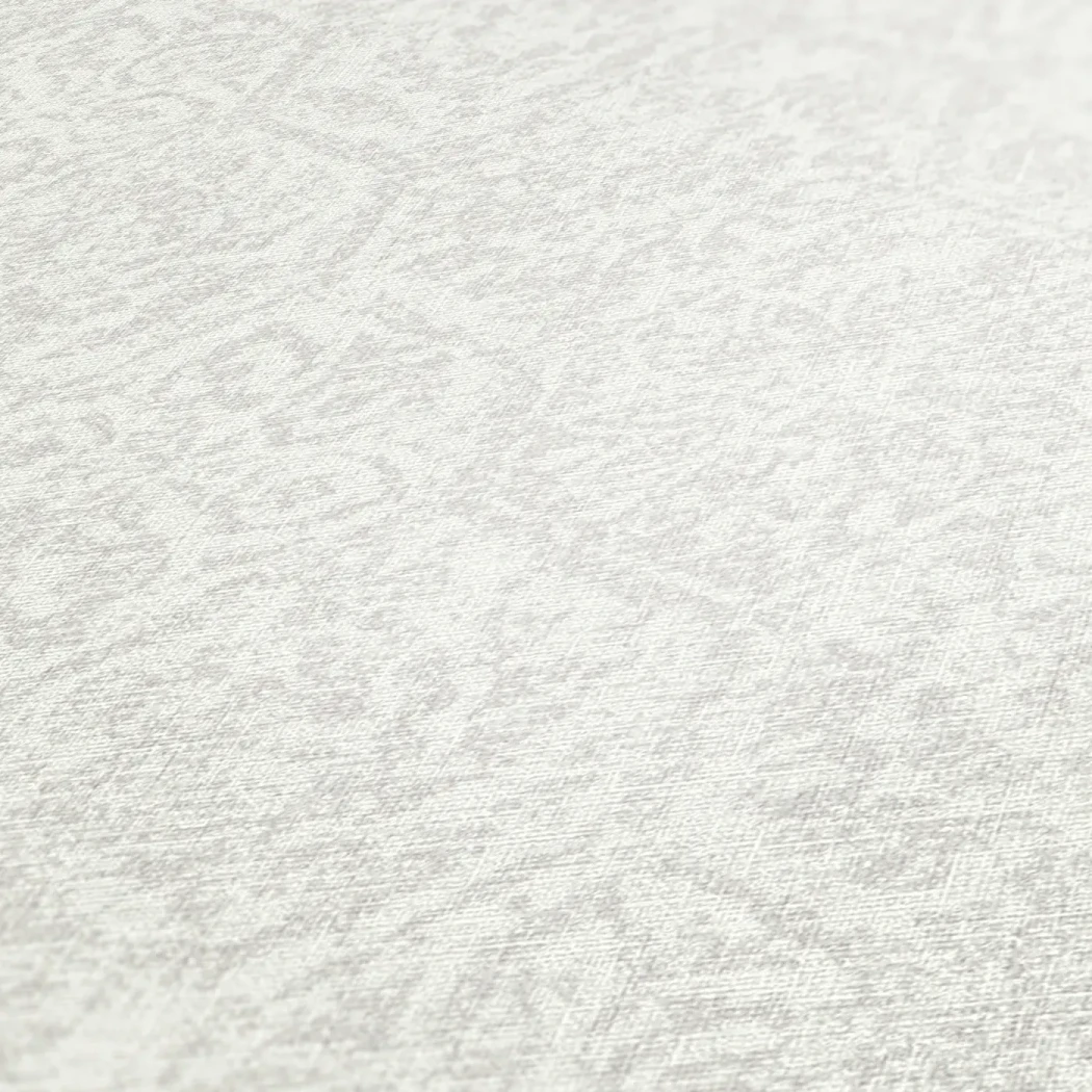 Wallpaper Light Rain, faded grey ornament on off-white