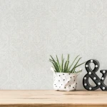 Wallpaper Light Rain, faded grey ornament on off-white