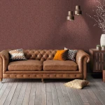 Wallpaper Cinnabar, golden taupe diamond medallions on burgundy