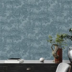 Wallpaper Soft Blue Frost, blue forest silhouette mural