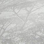 Wallpaper Frosted Basalt, grey forest silhouettes on pale ground
