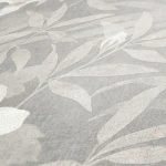 Wallpaper Frosted Pearl, white flowers among light-grey tropical leaves