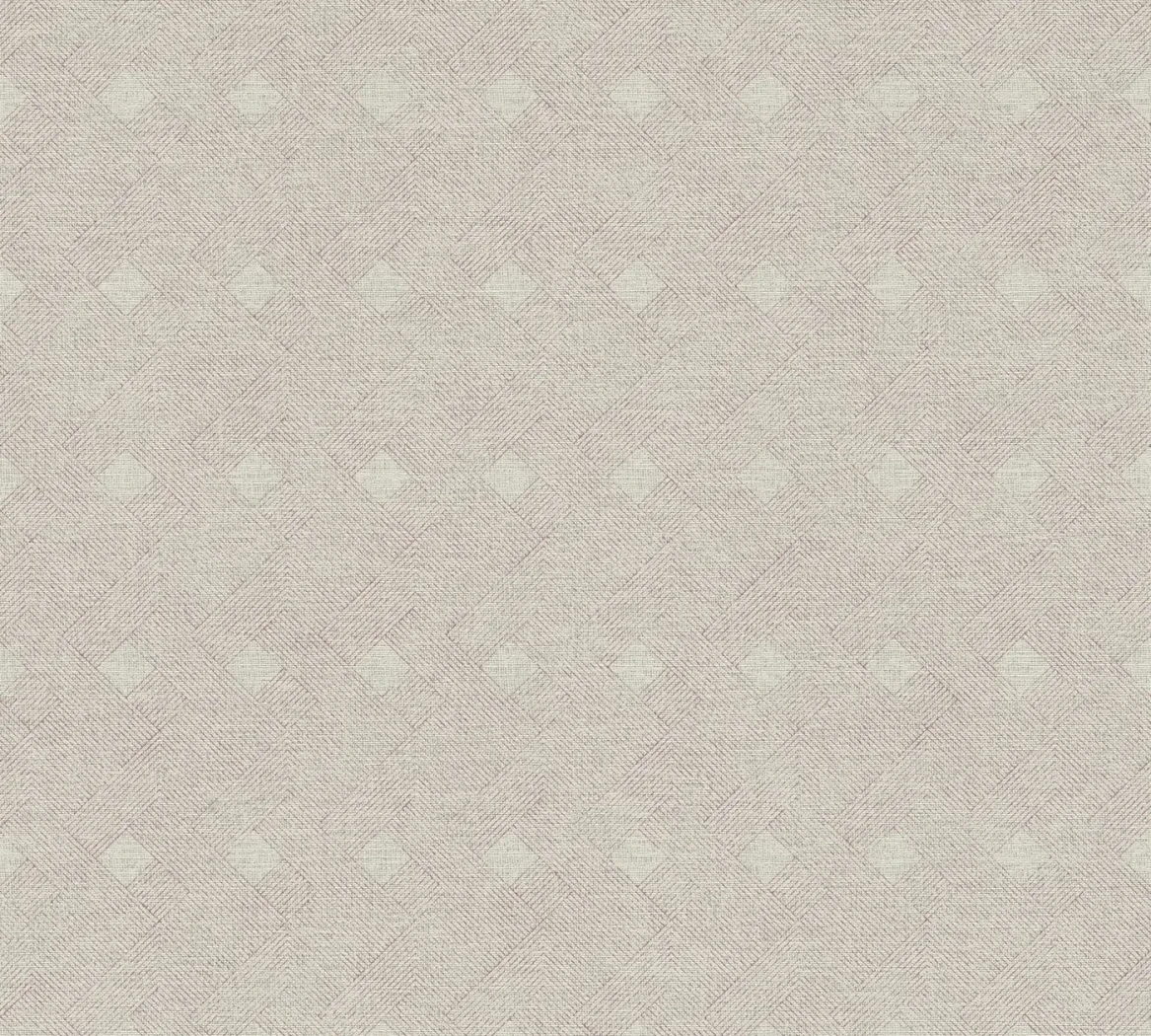 Wallpaper Veiled Sisal, beige diamond grid with woven texture