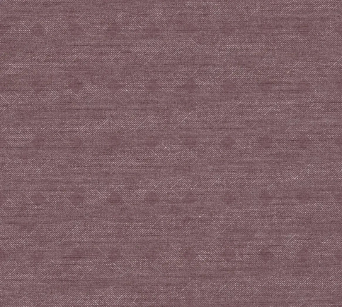 Wallpaper Crimson, plum diamond grid with canvas texture